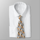 Cravate Unique Blue Grey Orange Taupe Brown Pixels Art (Attaché)