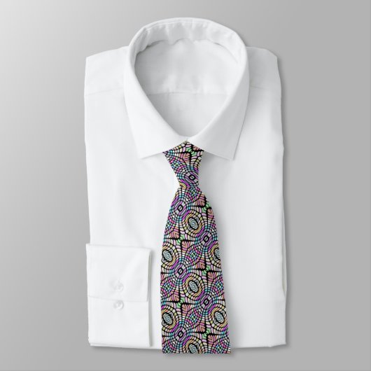Cravate Unique Blue Lime Vert rose violet noir Tribal (Attaché)