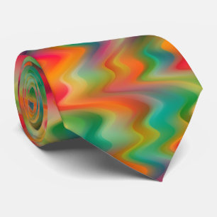 Cravate Unique couleur rétro chic Zigzag Waves Motif