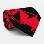 Cravate Unique et Cool Noir et Rouge clair Motif moderne (Roulé)