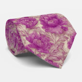 Cravate Unique Groomsmen Gift Peonies Flower (Roulé)