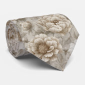 Cravate Unique Groomsmen Gift Peonies Flower (Roulé)