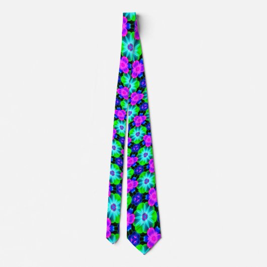 Cravate Unique Motif à fleurs colorées (Dos)