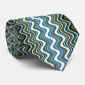 Cravate Unique Motif jaune et bleu ondulé (Roulé)