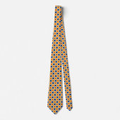 Cravate Unique Motif Polka bleu orange jaune (Devant)