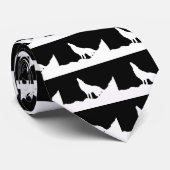Cravate Unique Noir & Blanc Pop Art Wolf Silhouette (Roulé)
