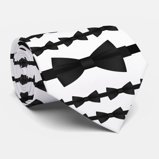 Cravate unique noir et blanc Bowtie Bow (Roulé)