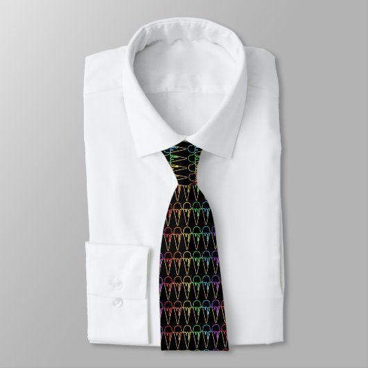 Cravate Unique Rainbow Neon Light Ice Cream Cones Motif (Attaché)