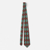 Cravate Unique sarcelle bleu vert orange marron tribal (Dos)