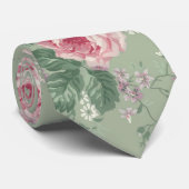 Cravate unisexe florale de roses roses vintages (Roulé)