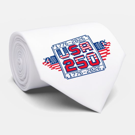 Cravate USA 250 – 1776 à 2026 Pixel Art (Roulé)
