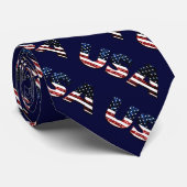 Cravate USA texte flag bleu rouge parties scintillant scin (Roulé)