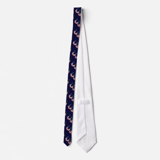 Cravate USA texte flag bleu rouge parties scintillant scin (Dos)