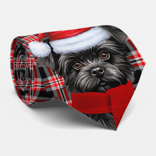Cravate Vacances Affenpinscher Chien Rouge Plaid Noël