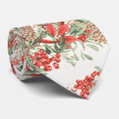 Cravate Vacances botaniques de baies de pin de Noël (Roulé)