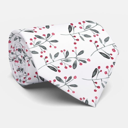 Cravate Vacances d'hiver rouges et vertes de branche de (Roulé)