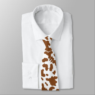 Cravate Vache Brown Et Blanche Cacher Motif fourrure