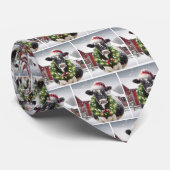 Cravate Vache de Noël portant une couronne de vacances (Roulé)