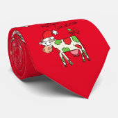 Cravate Vache Drôle Caricature Noël (Roulé)