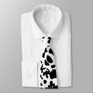 Cravate Vache Noire Et Blanche Cacher Motif De Fourrure