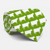 Cravate Vaches blanches - Avocado vert (Roulé)