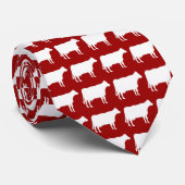 Cravate Vaches blanches - Rouge rubis (Roulé)