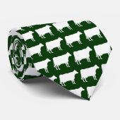 Cravate Vaches blanches - Vert foncé (Roulé)