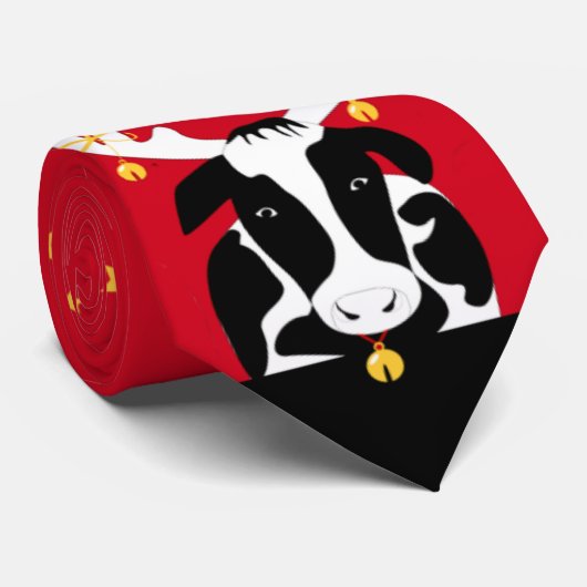 Cravate Vaches de Noël Drôle Necktie (Roulé)