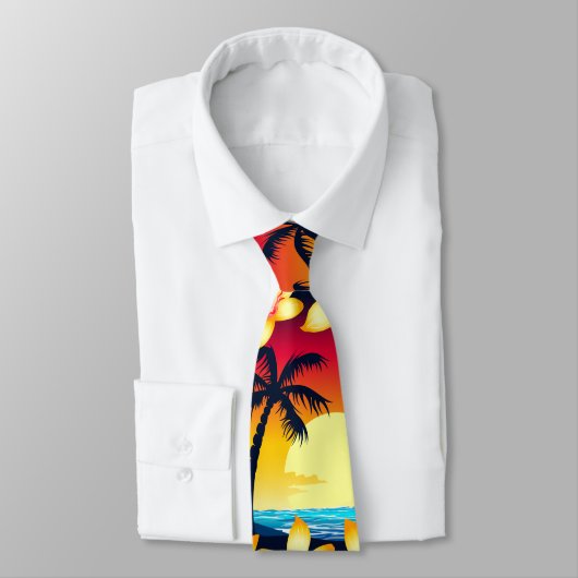 Cravate Vague bleue au lever du soleil (Attaché)