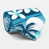 Cravate vague de surf tropicale avec palmiers (Roulé)
