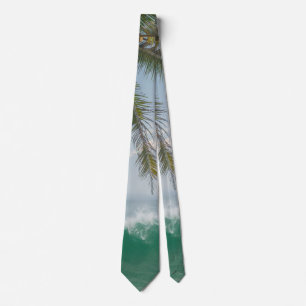Cravate Vague d'océan tropical et cocotier