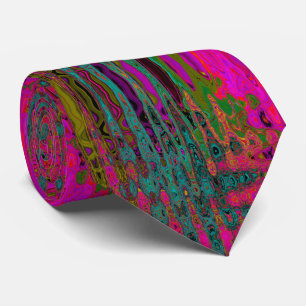 Cravate Vagues atomiques Abstraites Turquoise Trippy