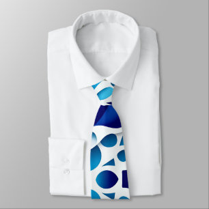 Cravate Vagues bleues et oeufs Motif isométrique