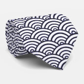 Cravate Vagues bleues japonaises Seigaiha Mer (Roulé)