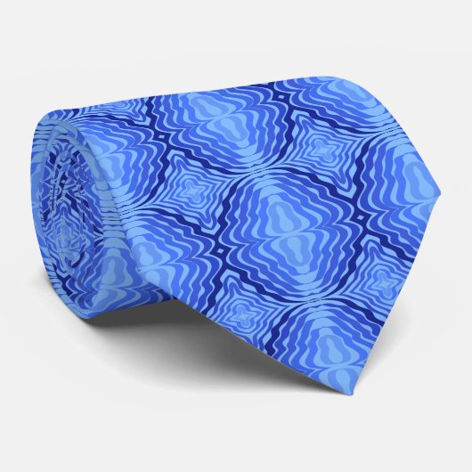 Cravate Vagues bleues réfléchissantes Moderne Design abstr (Roulé)