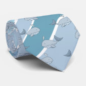 Cravate Vagues de bleu, motif sans couture de baleine (Roulé)