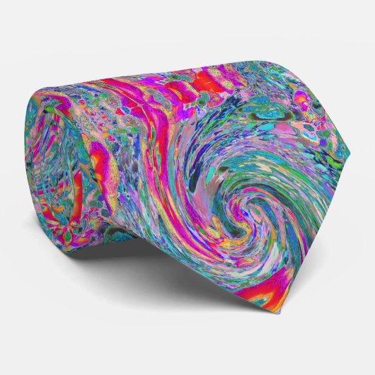 Cravate Vagues de couleur de fleurs psychédéliques florale (Roulé)