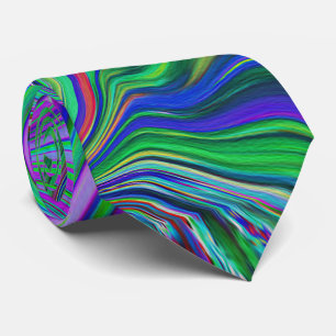 Cravate Vagues de couleur vert citron et violet tripantes