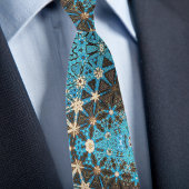 Cravate Vagues et étoiles à crème Turquoise Brown