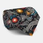 Cravate Vagues florales Abstraites sur noir (Roulé)