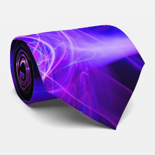 CRAVATE VAGUES FRACTALES ET ÉPAULES EN NOIR BLEU PURPLE