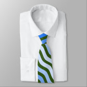 Cravate Vagues motif -01 D Green BG (Attaché)