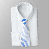 Cravate Vagues motif -01 White BG (Attaché)