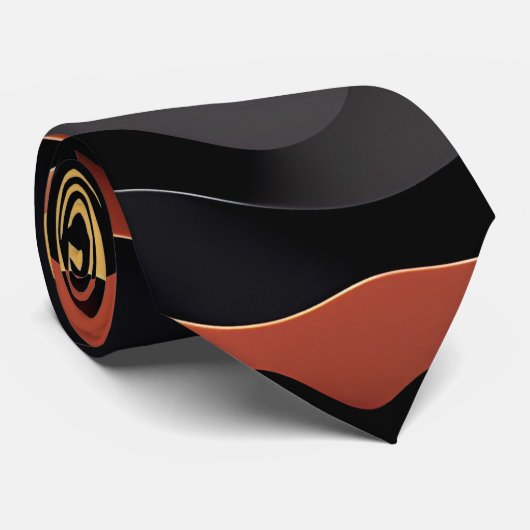 Cravate Vagues plates Bleu Jaune Motif géométrique rétro (Roulé)