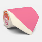 Cravate Vagues simples 2 en rose, orange et crème (Roulé)