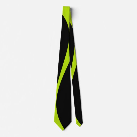 Cravate Vagues simples 2 en vert citron et noir (Devant)