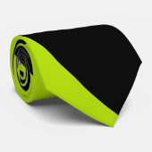 Cravate Vagues simples 2 en vert citron et noir (Roulé)