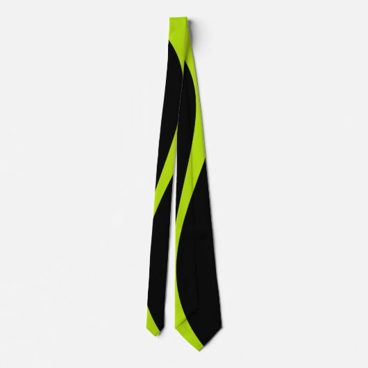 Cravate Vagues simples 2 en vert citron et noir (Dos)