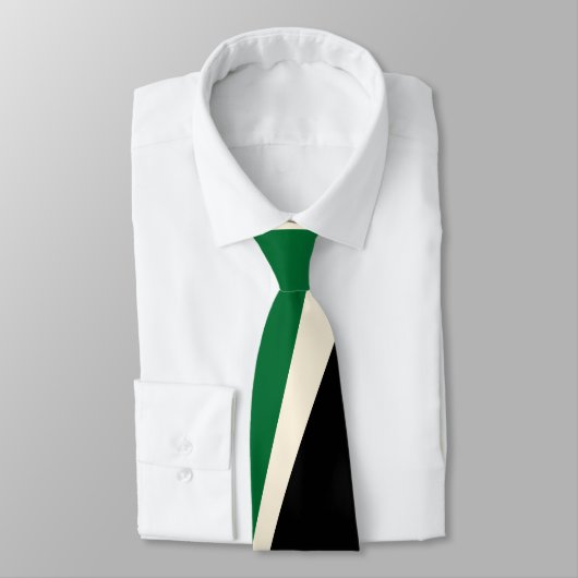 Cravate Vagues simples 2 en vert, crème et noir (Attaché)