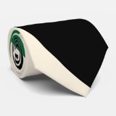 Cravate Vagues simples 2 en vert, crème et noir (Roulé)